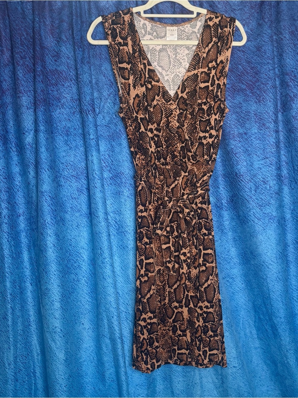 Serra Brown and Black Snake Print Midi Dress
